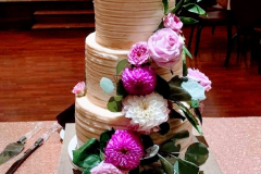 Fuschia floral wedding cake