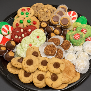 Holiday cookie tray with assorted homemade cookies from Sweet Sensation bakery in Sharon, PA